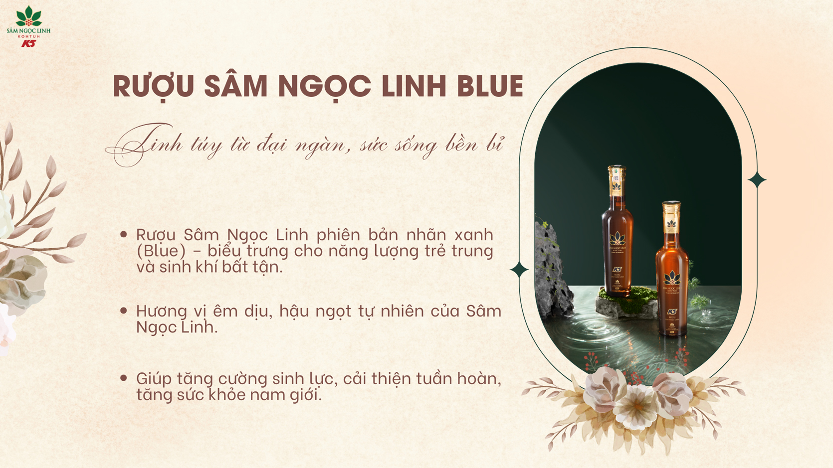 Sản phẩm Rượu Sâm Ngọc Linh Blue.
