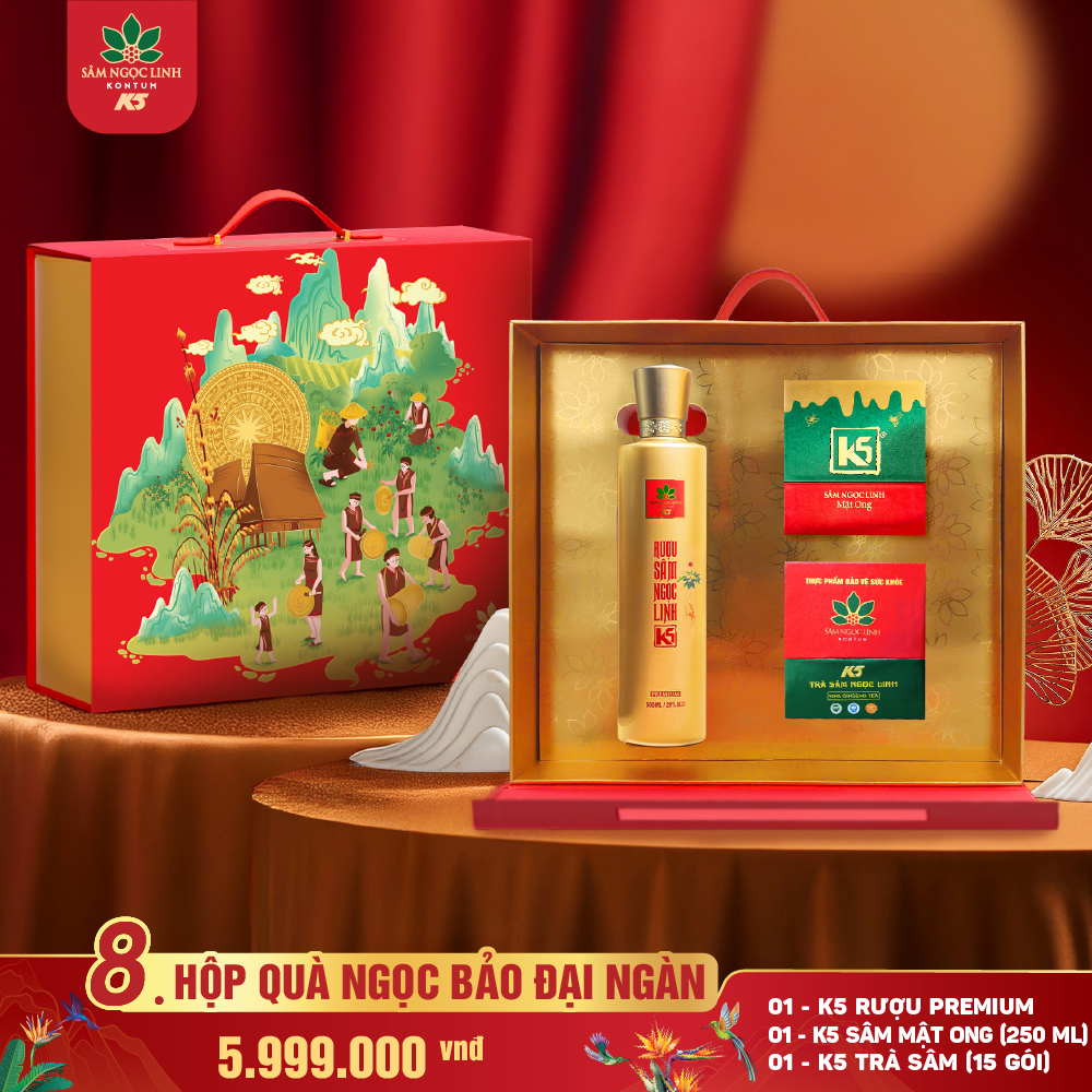 Hộp quà Tết Ngọc Bảo Đại Ngàn 2026 của K5.