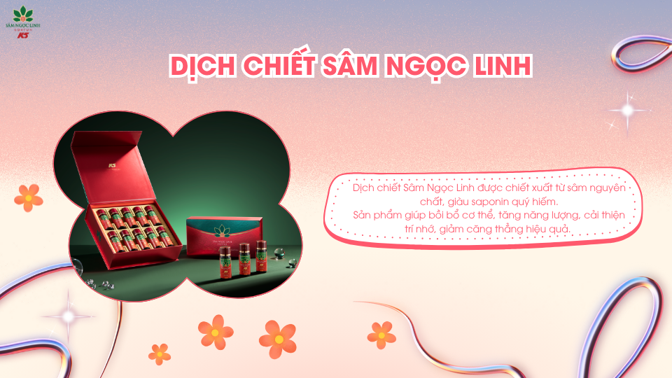 Dịch chiết Sâm Ngọc Linh mang lại một sức khỏe dồi dào và tinh thần thoải mái.